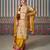 Yellow embroidered silk palazzo suit
