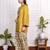 Yellow art silk printed salwar-kameez