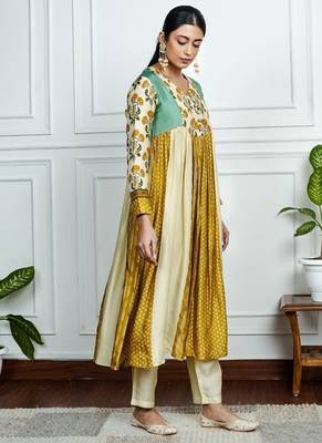 Multicolor art silk printed salwar-kameez 2