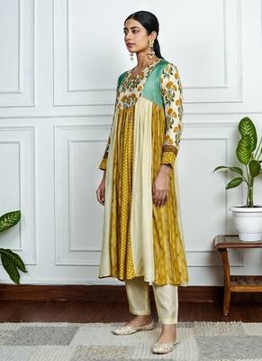 Multicolor art silk printed salwar-kameez 3