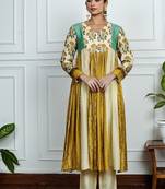 Multicolor art silk printed salwar-kameez