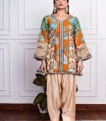 Multicolor art silk printed salwar-kameez