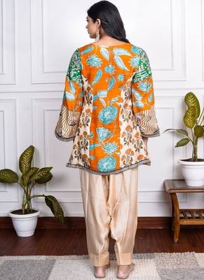 Multicolor art silk printed salwar-kameez 2