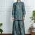 Blue art silk printed salwar-kameez