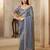 organza satin saree with embroidery, pearl & stone + blouse