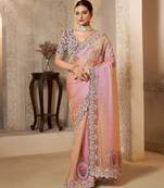 zari organza silk blend saree with sequence embroidery + blouse 