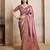 kanjivaram self jacquard silk blend saree with position print & embroidery + blouse