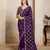 jaquard velvet silk blend saree with multi thread embroidery + blouse