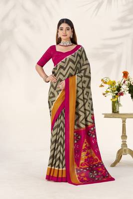 Celebrate Traditions in Printed Tussar Silk Blend Saree 1