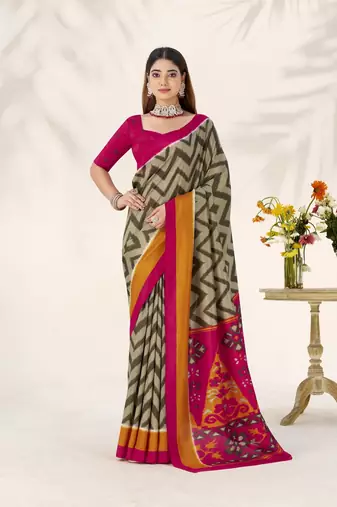 Celebrate Traditions in Printed Tussar Silk Blend Saree