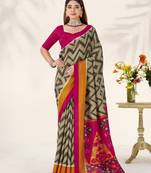 Celebrate Traditions in Printed Tussar Silk Blend Saree