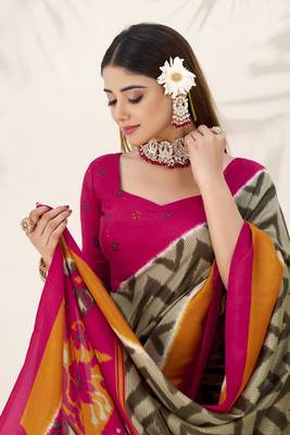 Celebrate Traditions in Printed Tussar Silk Blend Saree 2