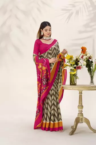 Celebrate Traditions in Printed Tussar Silk Blend Saree