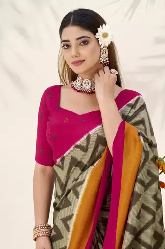 Celebrate Traditions in Printed Tussar Silk Blend Saree