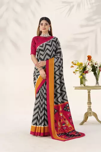 Celebrate Traditions in Printed Tussar Silk Blend Saree
