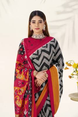 Celebrate Traditions in Printed Tussar Silk Blend Saree 2