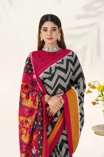 Celebrate Traditions in Printed Tussar Silk Blend Saree