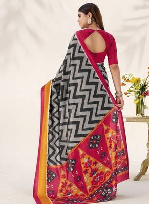 Celebrate Traditions in Printed Tussar Silk Blend Saree 3