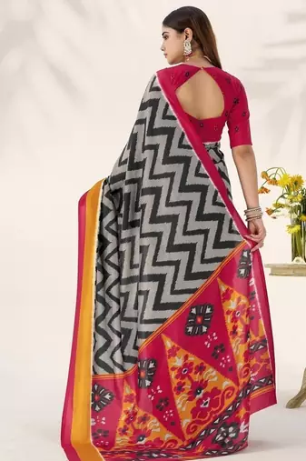 Celebrate Traditions in Printed Tussar Silk Blend Saree