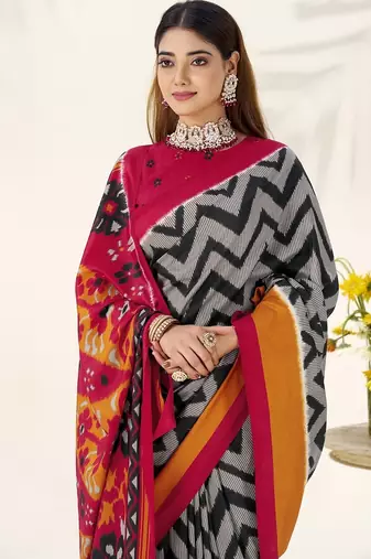 Celebrate Traditions in Printed Tussar Silk Blend Saree