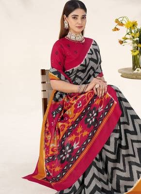 Celebrate Traditions in Printed Tussar Silk Blend Saree 5