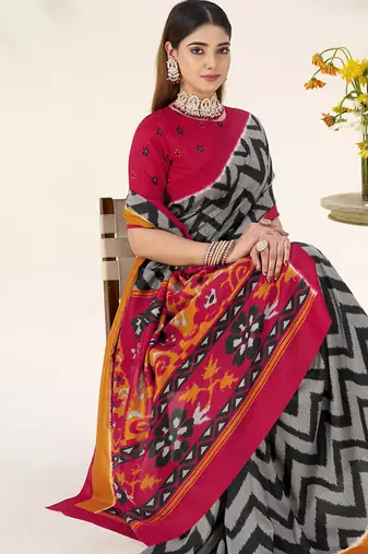Celebrate Traditions in Printed Tussar Silk Blend Saree