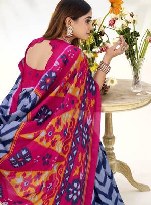 Celebrate Traditions in Printed Tussar Silk Blend Saree 2