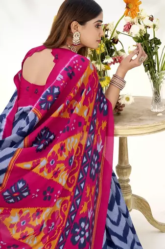Celebrate Traditions in Printed Tussar Silk Blend Saree