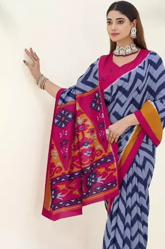 Celebrate Traditions in Printed Tussar Silk Blend Saree