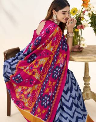 Celebrate Traditions in Printed Tussar Silk Blend Saree 4