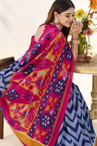 Celebrate Traditions in Printed Tussar Silk Blend Saree