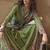 Green silk blend printed ceremonial saree