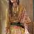 Mustard silk blend printed ceremonial saree
