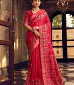Rani pink silk blend banarasi zari work classic saree