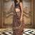 brown double ikat silk blend foil printed saree