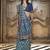teal double ikat silk blend foil printed saree