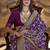purple double ikat silk blend foil printed saree