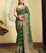Green georgette with weaving buta border pallu classic saree