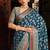 Blue georgette with weaving buta border pallu classic saree