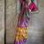 Silk blend yellow and hot pink patola print classic festival wear saree