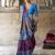 Silk blend purple and aqua blue patola print classic festival wear saree