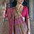 Silk blend beige and pink patola print classic festival wear saree