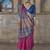 Silk blend rani pink and blue patola print classic festival wear saree