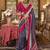 Navy blue & hot pink patola design zari work traditional silk blend saree