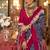Navy blue & hot pink patola design zari work traditional silk blend saree