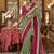 Olive green & burgundy patola design zari work traditional silk blend saree