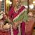 Olive green & burgundy patola design zari work traditional silk blend saree