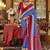 Royal blue & rani pink patola design zari work traditional silk blend saree