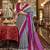 Grey & magenta patola design zari work traditional silk blend saree