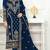 Teal blue velvet semi stitched suit with heavy embroidery & sequence work